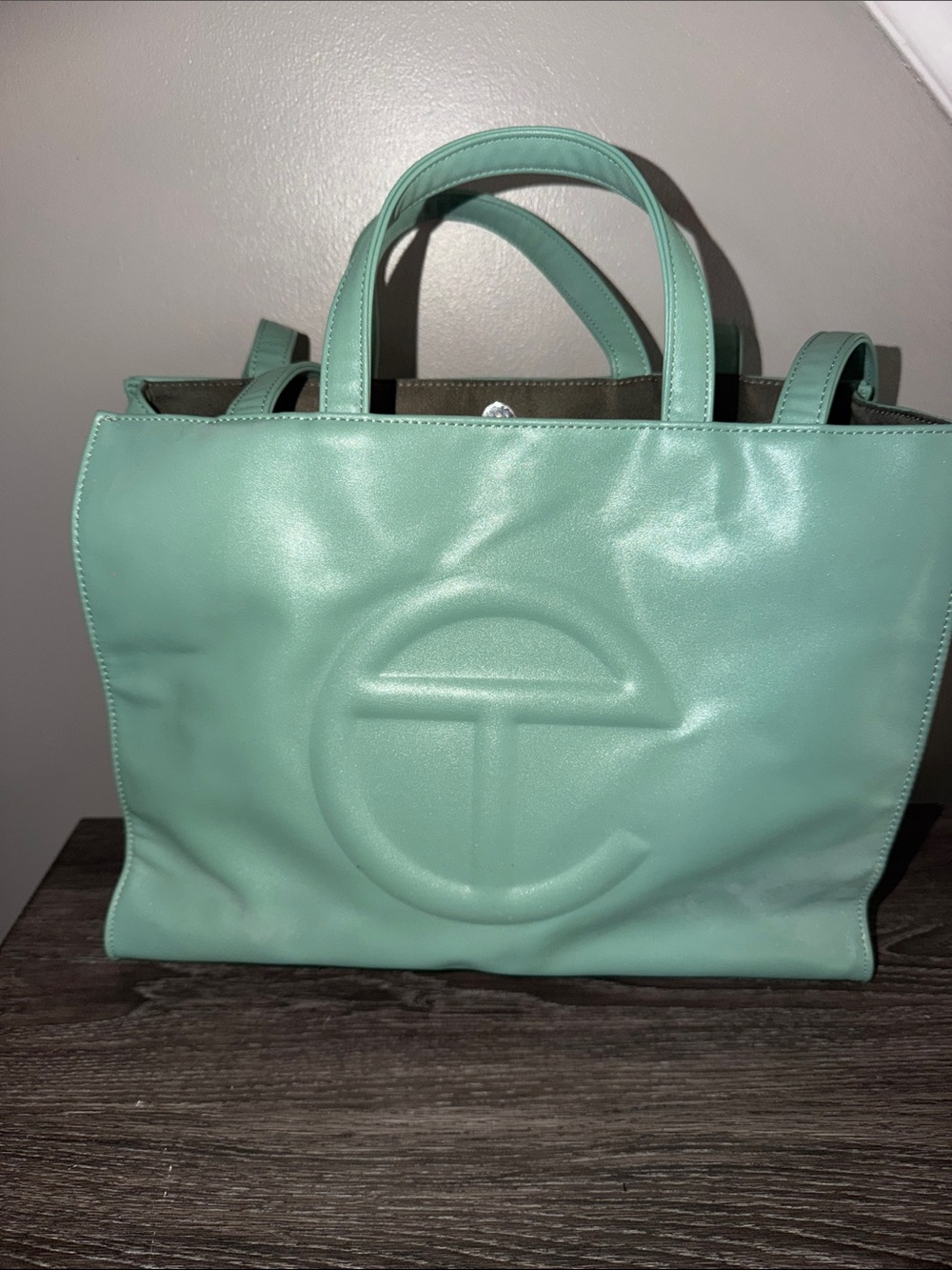 Telfar Mint Green Leather Shopping Tote
